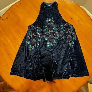 Free People Navy Sequen Mini Dress